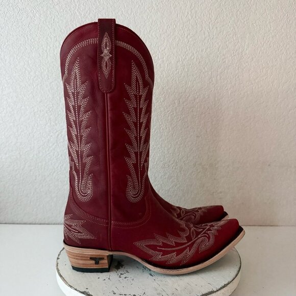 Lane LEXINGTON Womens Cowboy Boots 10 Red Western Cowgirl Mid Calf Pointed Toe - Picture 2 of 11